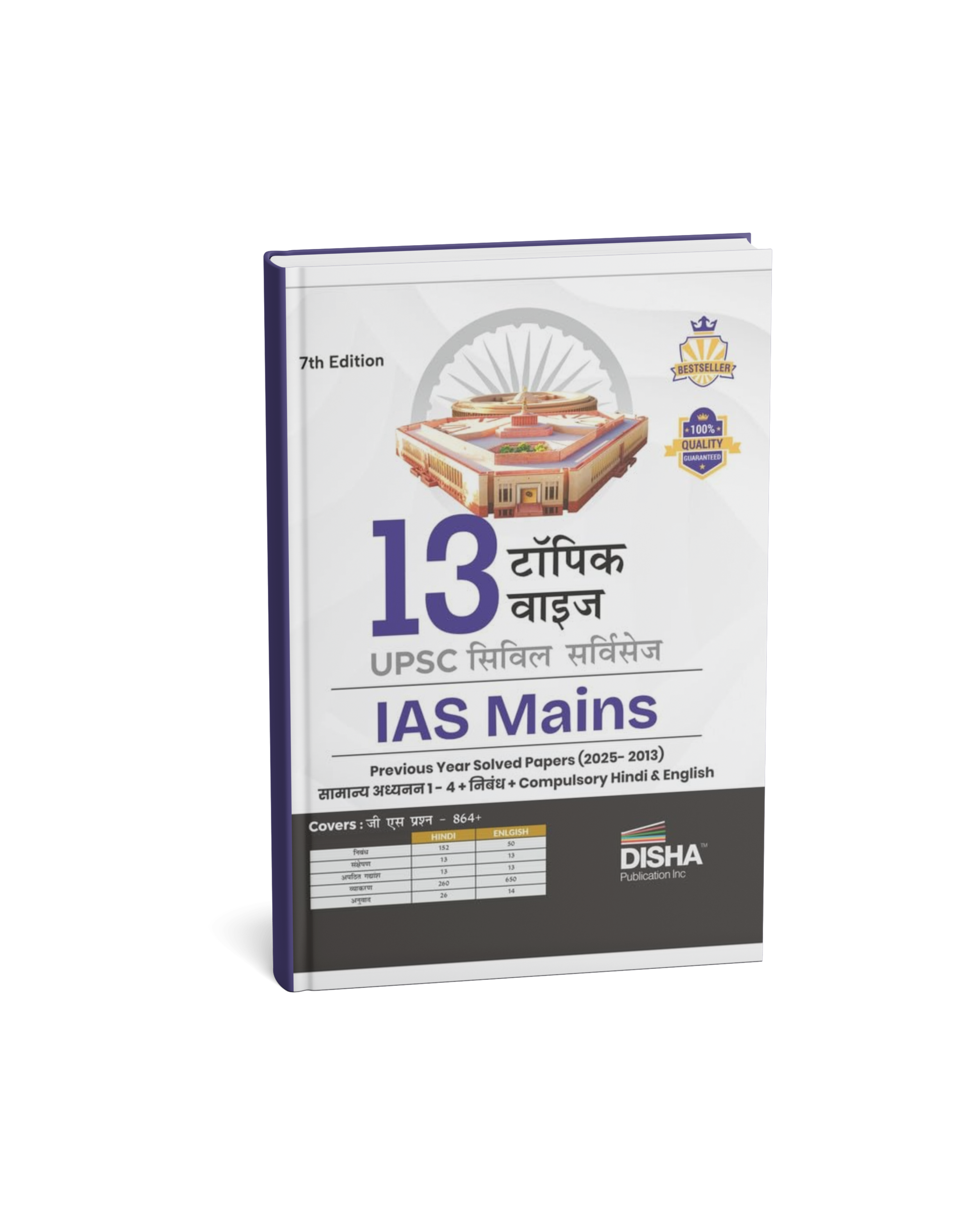 Disha 13 Topic Wise UPSC Civil Services IAS Mains Samanya Adhyayan (PYQ 2025–2013) 7th Edition (Hindi Medium)