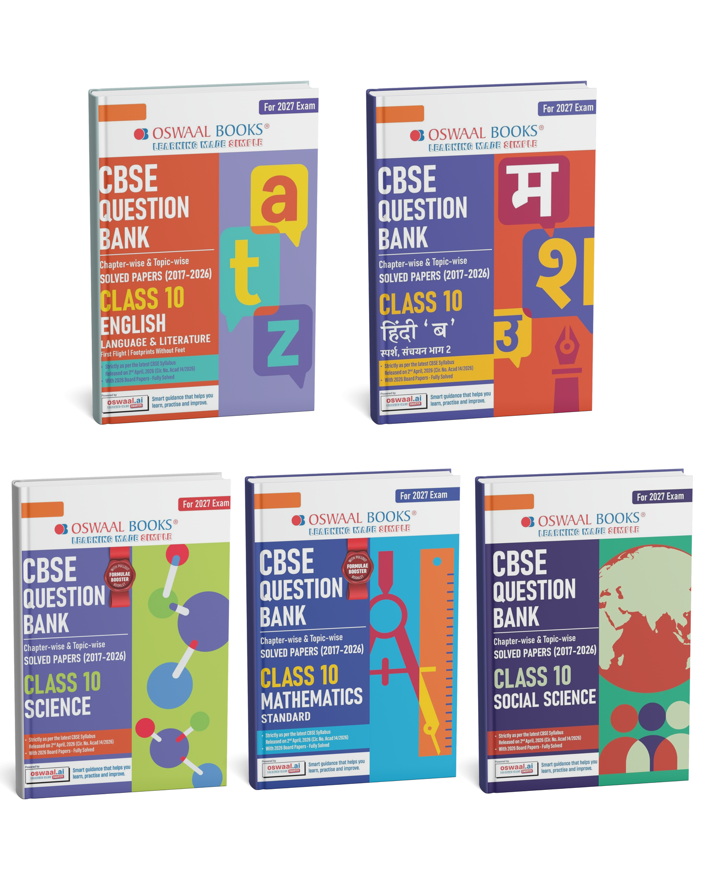 Oswaal CBSE Class 10 Complete Combo Pack (2027 Exam) – English, Mathematics, Science, Social Science & Hindi-B Question Banks | Chapter-wise & Topic-wise Solved Papers (2017–2026) Latest Syllabus 2027