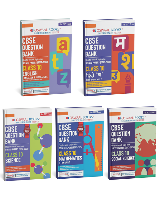 Oswaal CBSE Class 10 Complete Combo Pack (2027 Exam) – English, Mathematics, Science, Social Science & Hindi-B Question Banks | Chapter-wise & Topic-wise Solved Papers (2017–2026) Latest Syllabus 2027