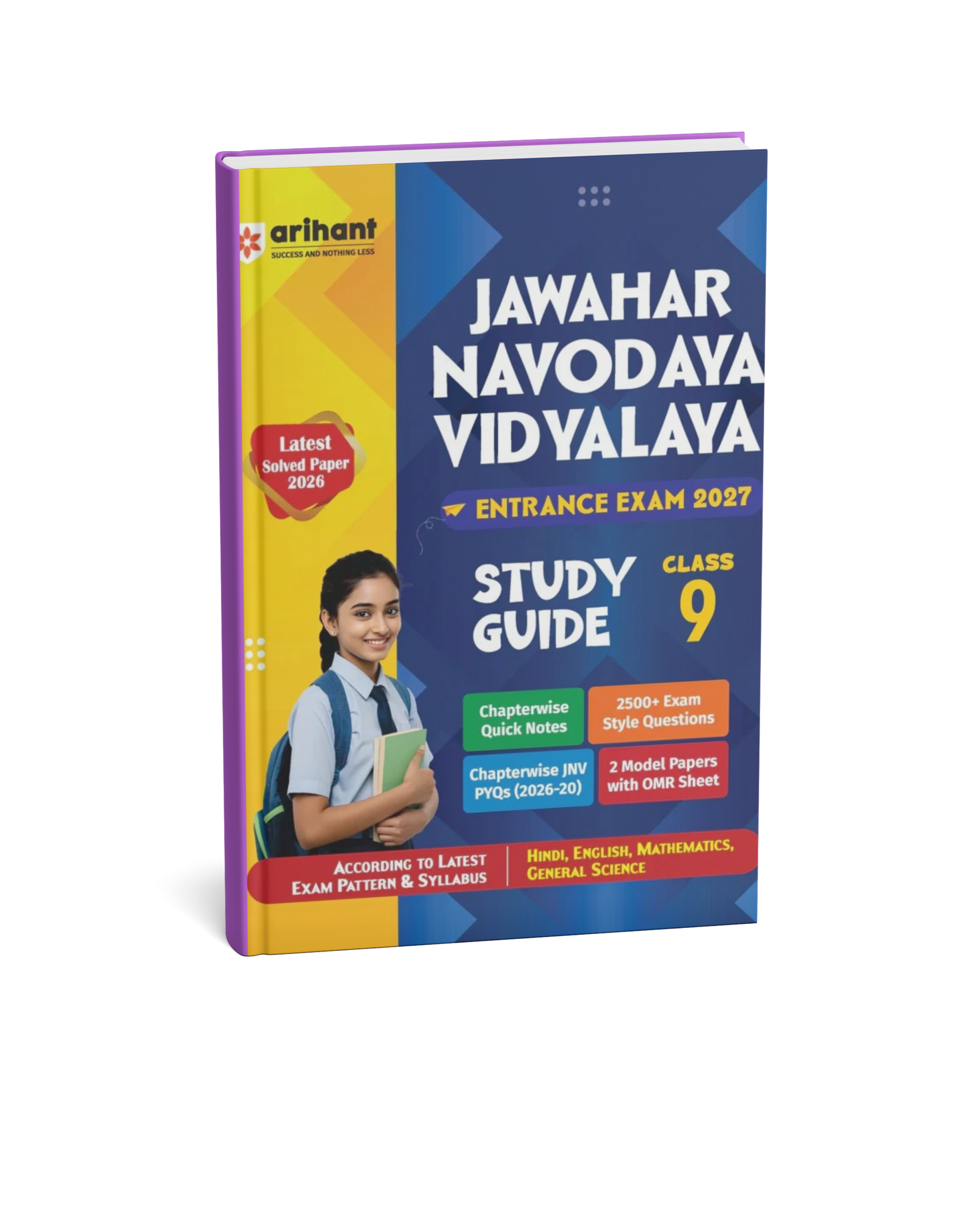 Arihant Jawahar Navodaya Vidyalaya Class 9 Entrance Exam 2027 PYQs 2000–2026, Model Test Papers with OMR & Solved Paper 2026 (English Medium)