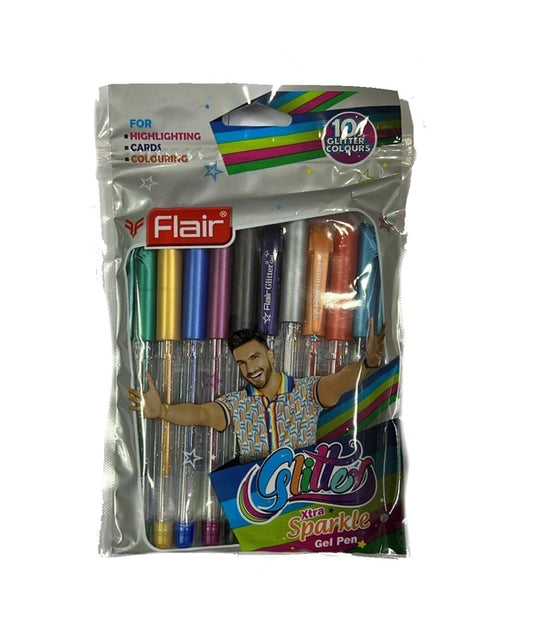 Flair Glitter Xtra Sparkle Gel Pen (10 Pieces)