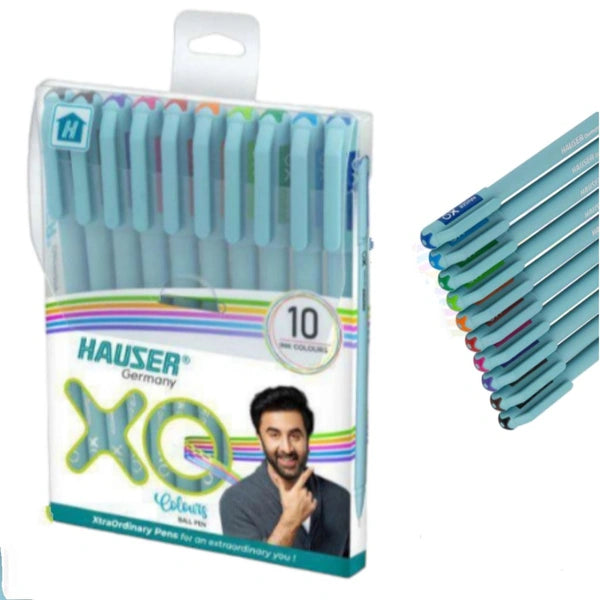 Hauser Germany Color Ball Pens – Pack of 10 Ink Colours Smooth Writing Pens