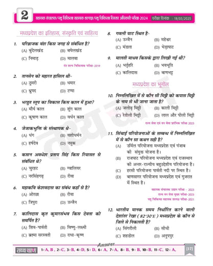 Tathyaban MPPSC Previous Year Questions (Hindi Medium)