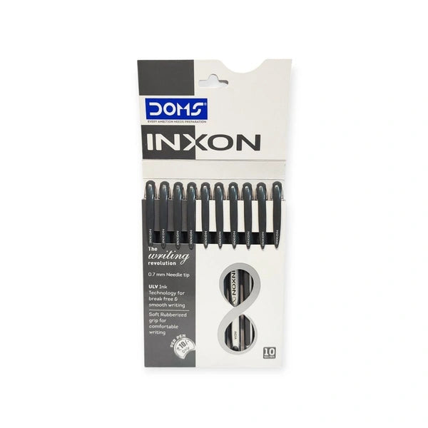 Doms Inxon 10 Ball Pen Set Black – Smooth Writing Premium Black Ink Pens