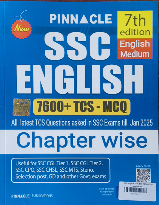 SSC English Chapterwise Solved Papers (English Medium) By Pinnacle Publications