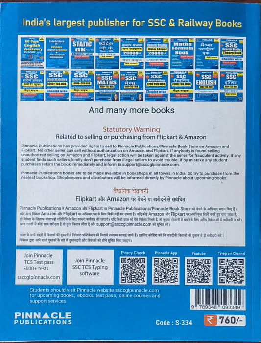 SSC English Chapterwise Solved Papers (Hindi Medium) By Pinnacle Publications