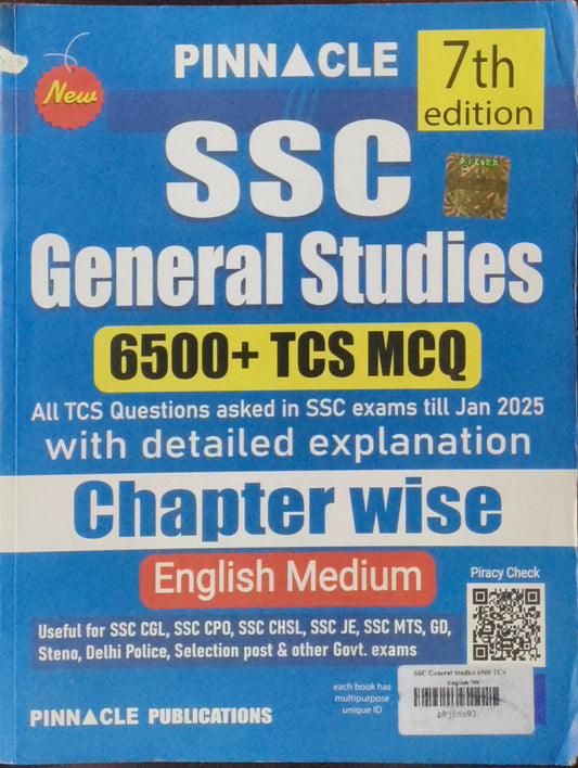 SSC General Studies Chapterwise Solved Papers (English Medium) By Pinnacle Publications