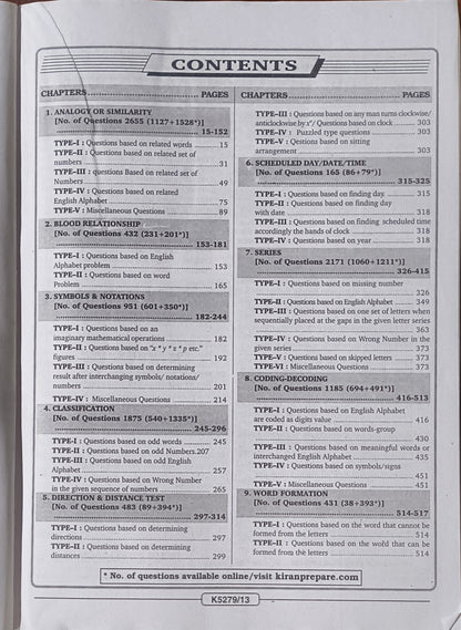 SSC Reasoning Chapterwise Solved Papers (1999–Till Date) By Kiran Prakashan