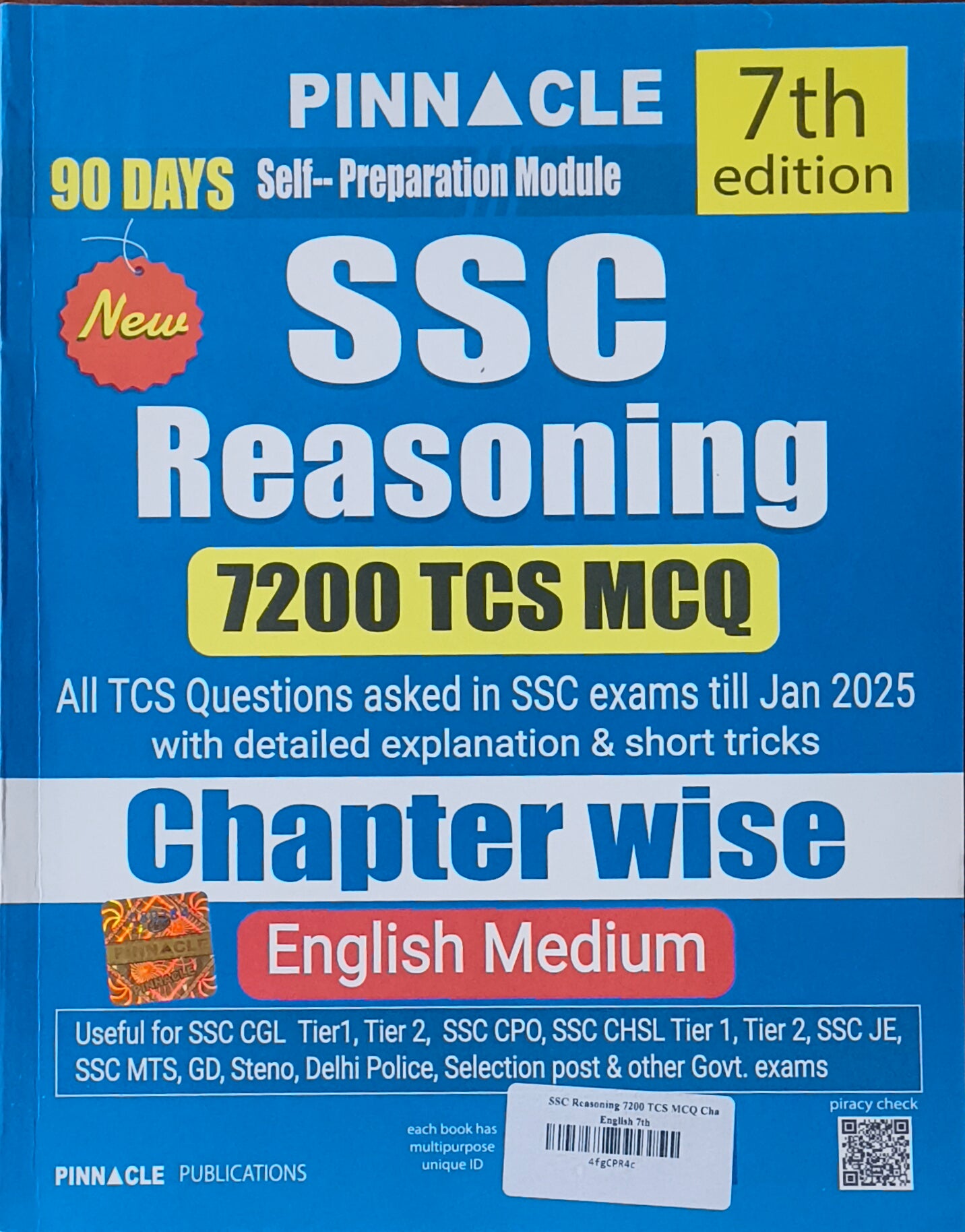 SSC Reasoning Chapterwise Solved Papers (English Medium) By Pinnacle Publications