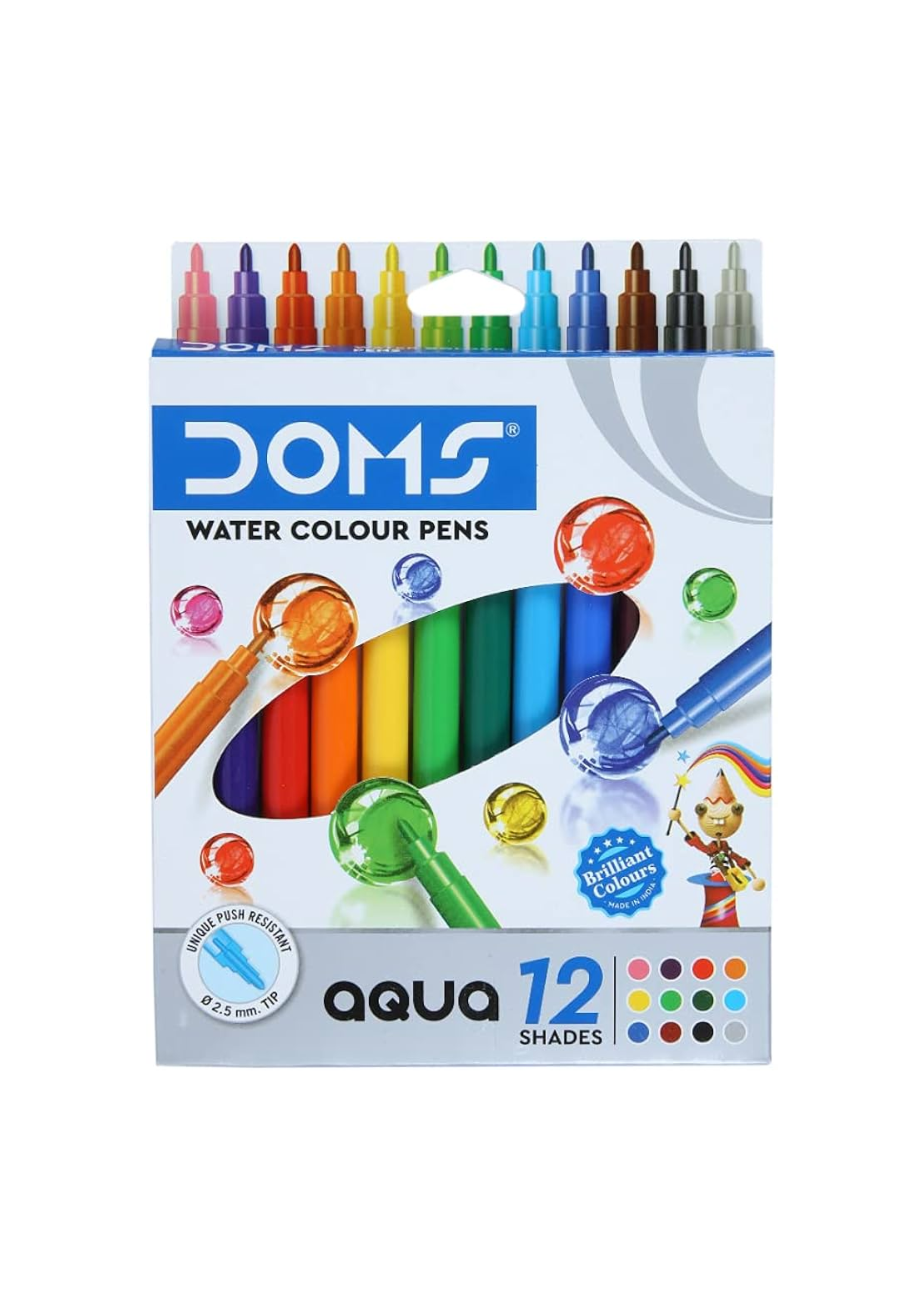 DOMS Aqua Water Colour Pens 12 Shades | Smooth & Vibrant Watercolour Pens