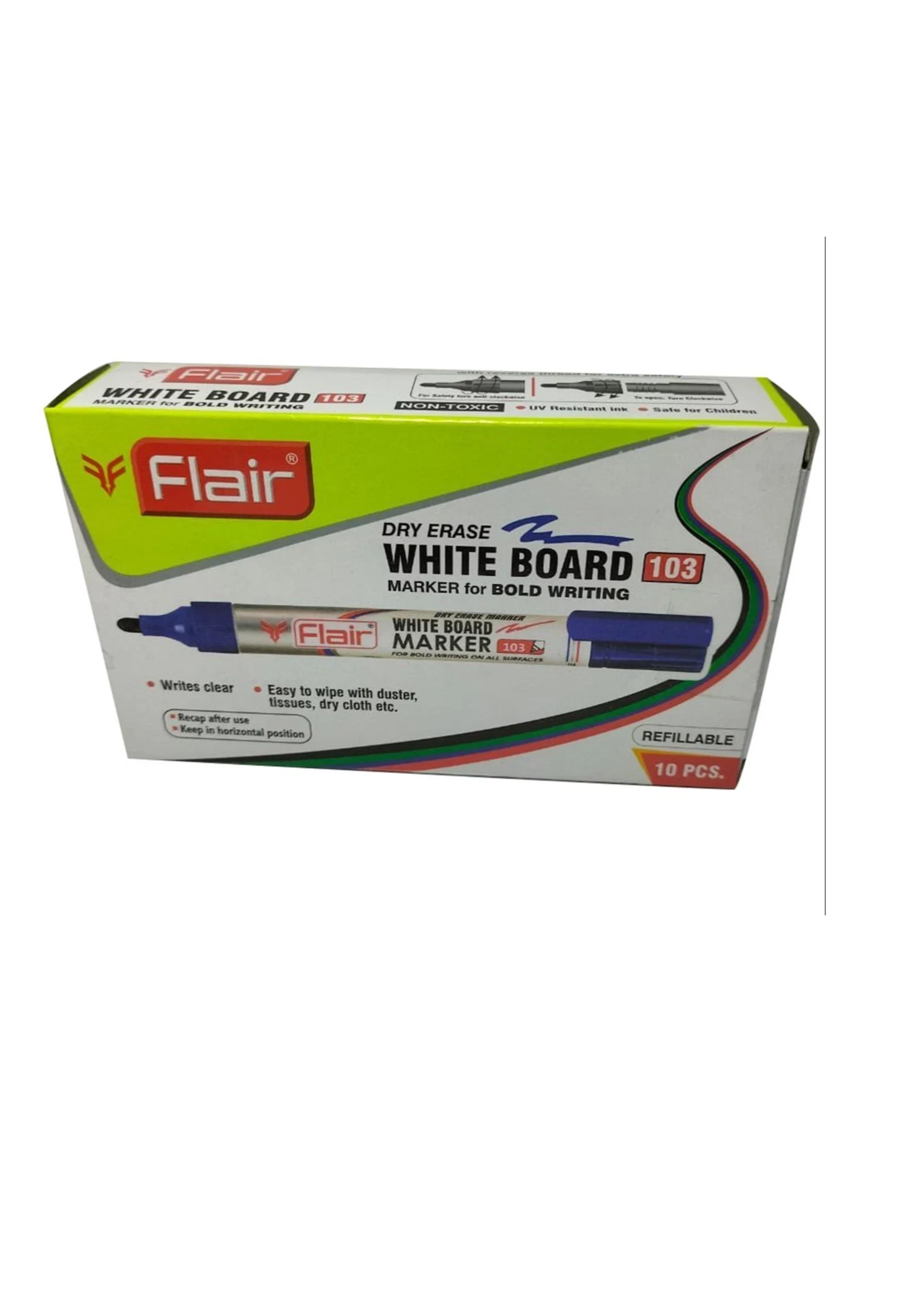 Flair White Board Marker Bold Writing 10 Pieces Black | Bold & Smooth Writing Marker