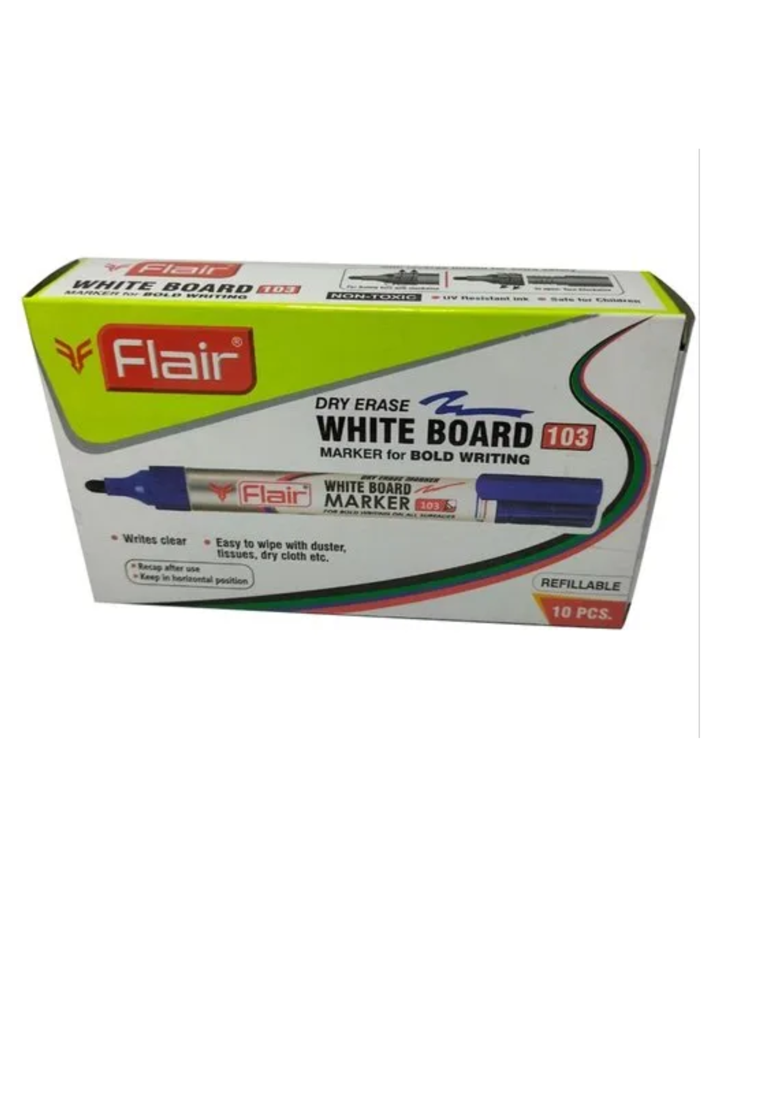 Flair White Board Marker Bold Writing 10 Pieces Blue | Smooth & Clear Marker