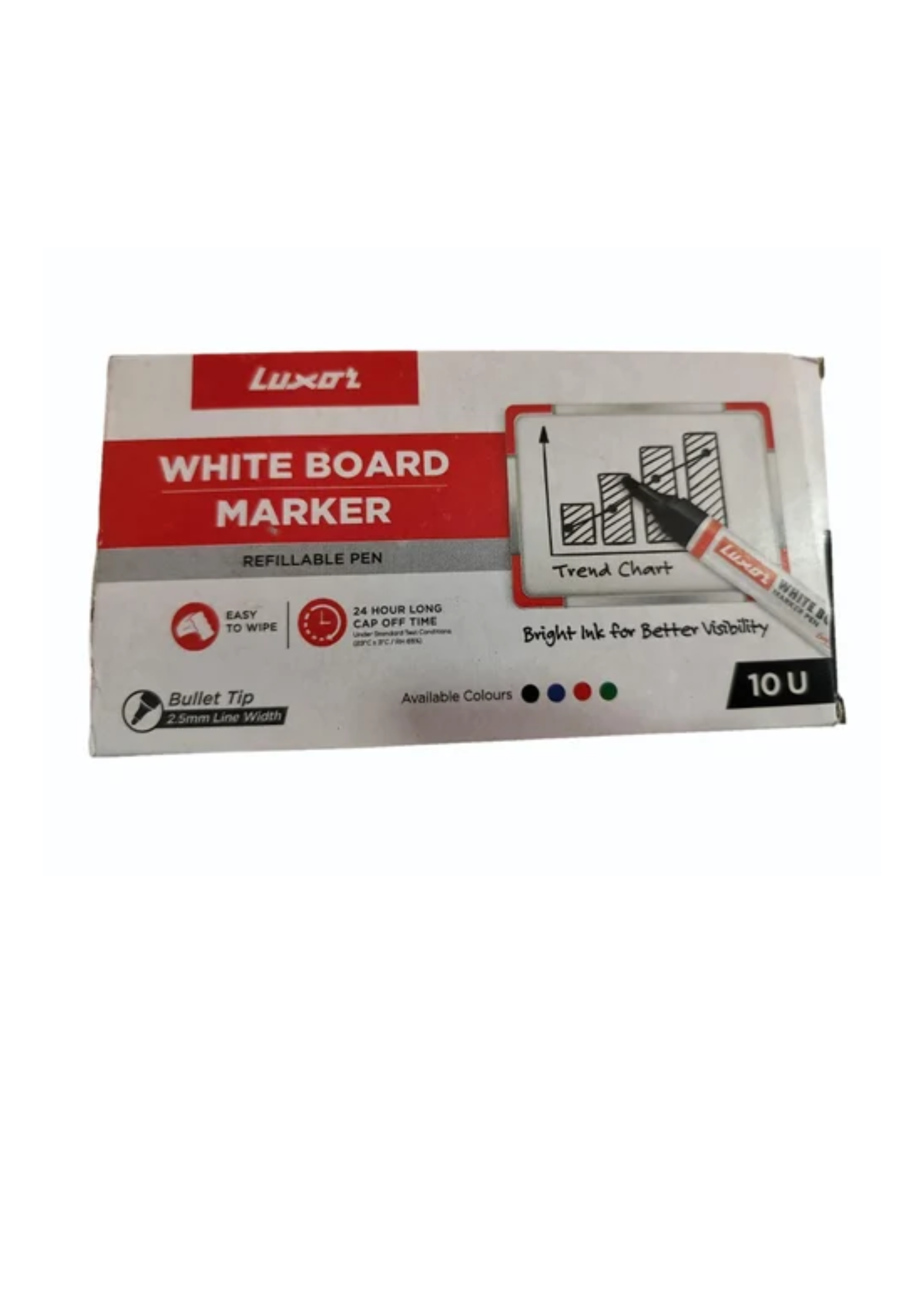 Luxor Whiteboard Marker 10 Unit Black | Bold & Smooth Writing Marker