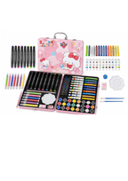 Super Mega Art Set for Kids – 54+ Pieces Drawing & Coloring Kit | Watercolors, Oil Pastels, Sketch Pens, Paints & Accessories | Cute Pink Cartoon Art Box