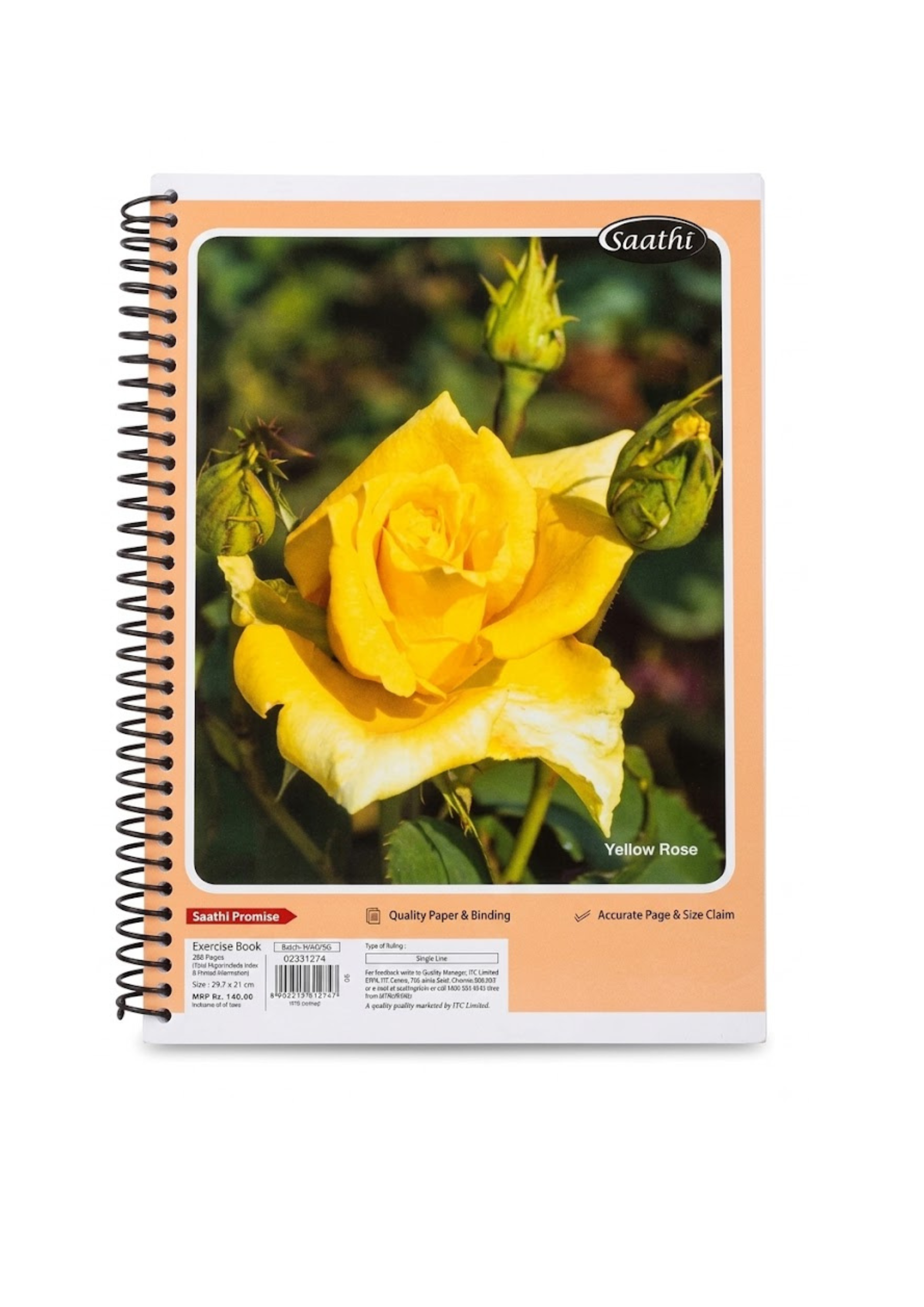 Saathi Spiral Exercise Notebook A4 Size (29.7 × 21 cm) – 288 Pages (Ruled)