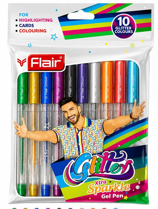 Flair Glitter Xtra Sparkle Gel Pen (10 Pieces)