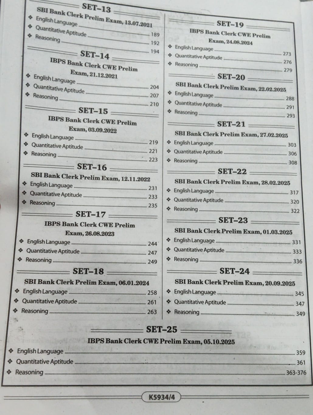 Kiran IBPS Bank Clerk CRP-2026 25 Previous Exams Solved Papers (English Medium)