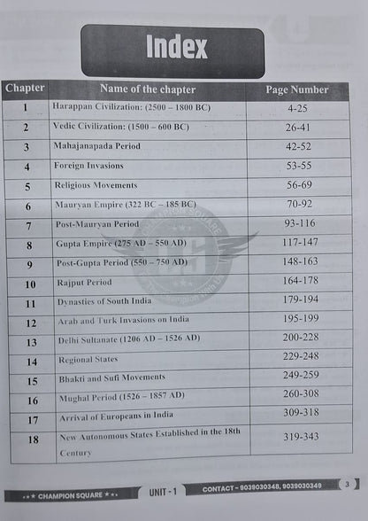 Champion Square - MPPSC Mains Paper-1, Part-A, Unit-1 History of Ancient & Medieval India (English Medium)