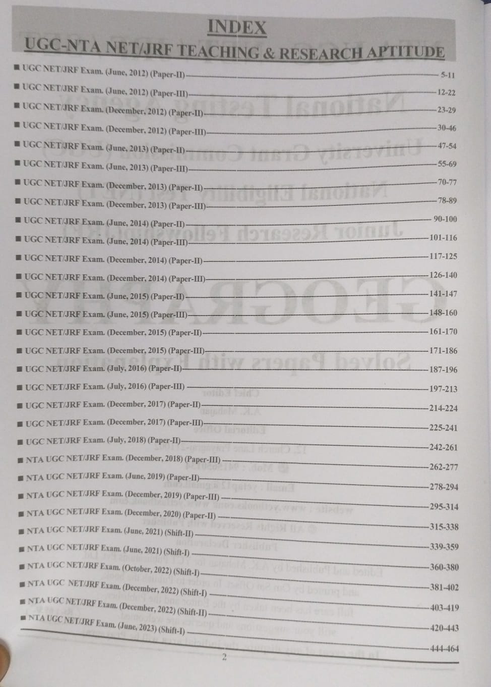 Youth UGC-NET Geography Solved Papers [English Medium]