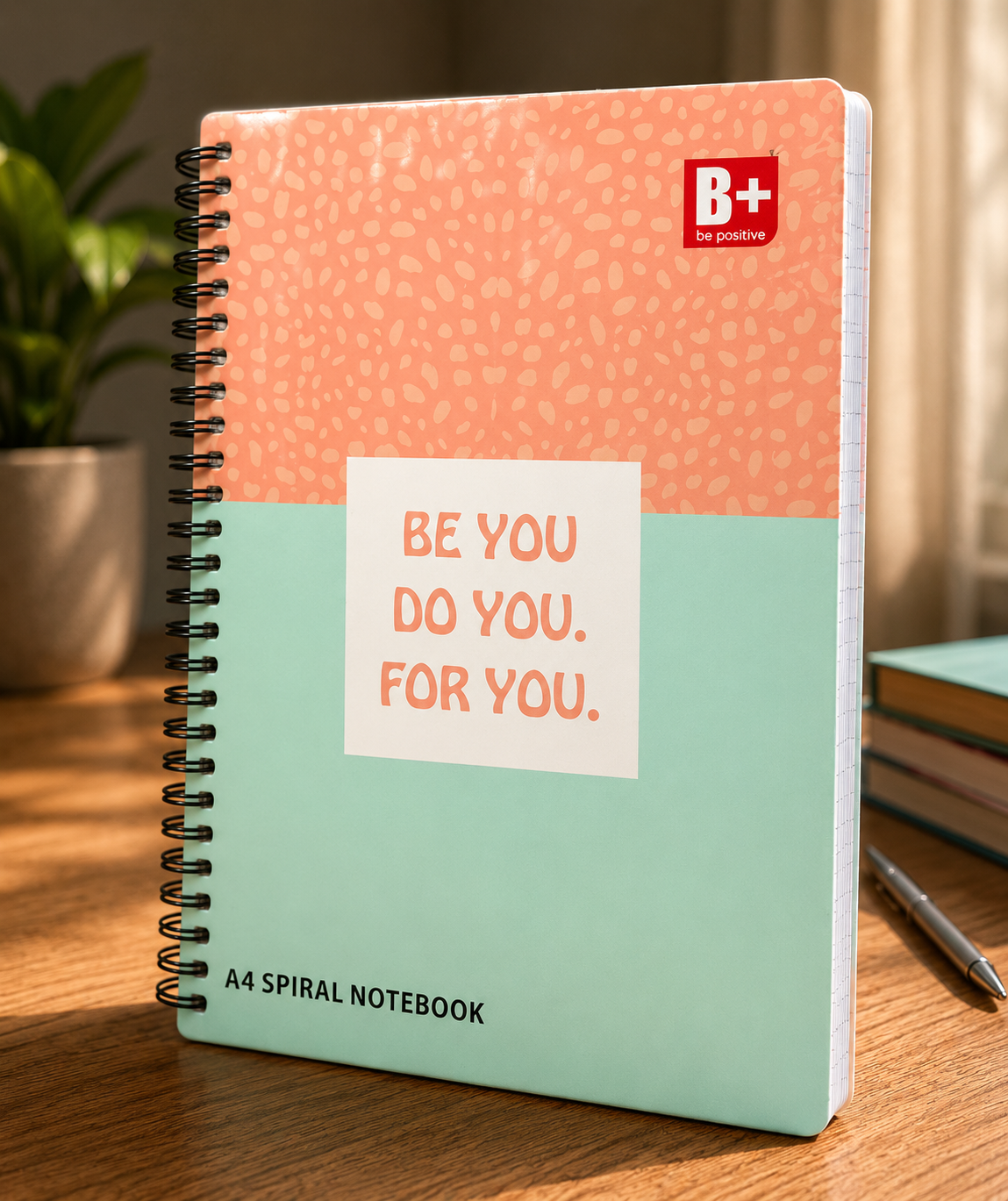 B+ Be Positive A4 Spiral Notebook – 600 Pages (Ruled)