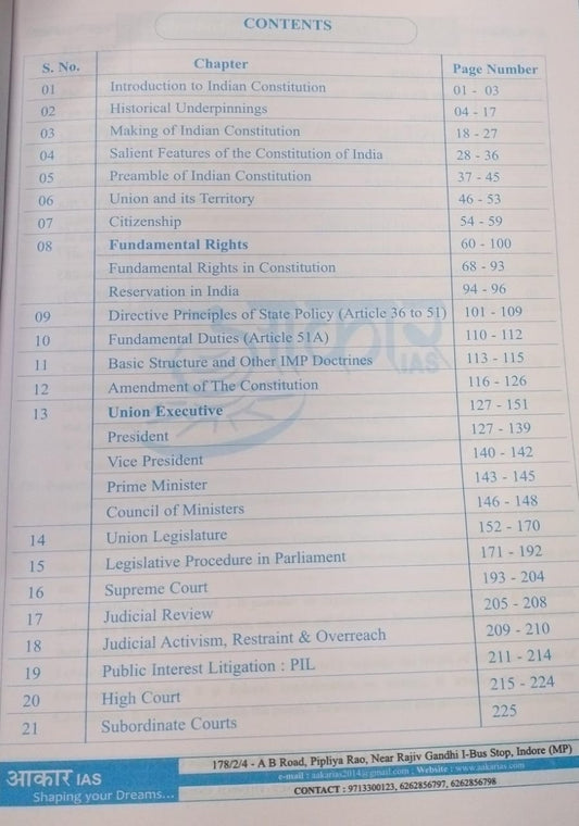 Aakar IAS MPPSC (Pre‑cum‑Mains) Indian Polity [English]