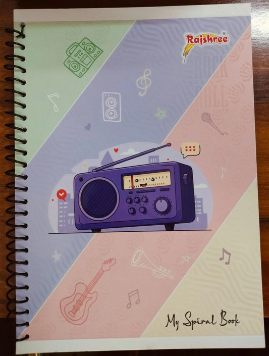 Rajshree Spiral Notebook 200 Pages A4 Size | Single Line Ruled | Cover May Vary