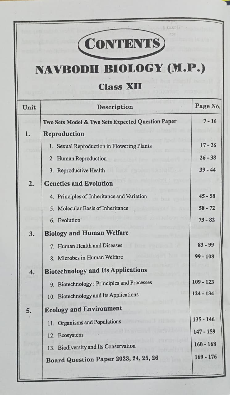Navbodh Pariksha Bodh Biology Class 12 2027 (English Medium)