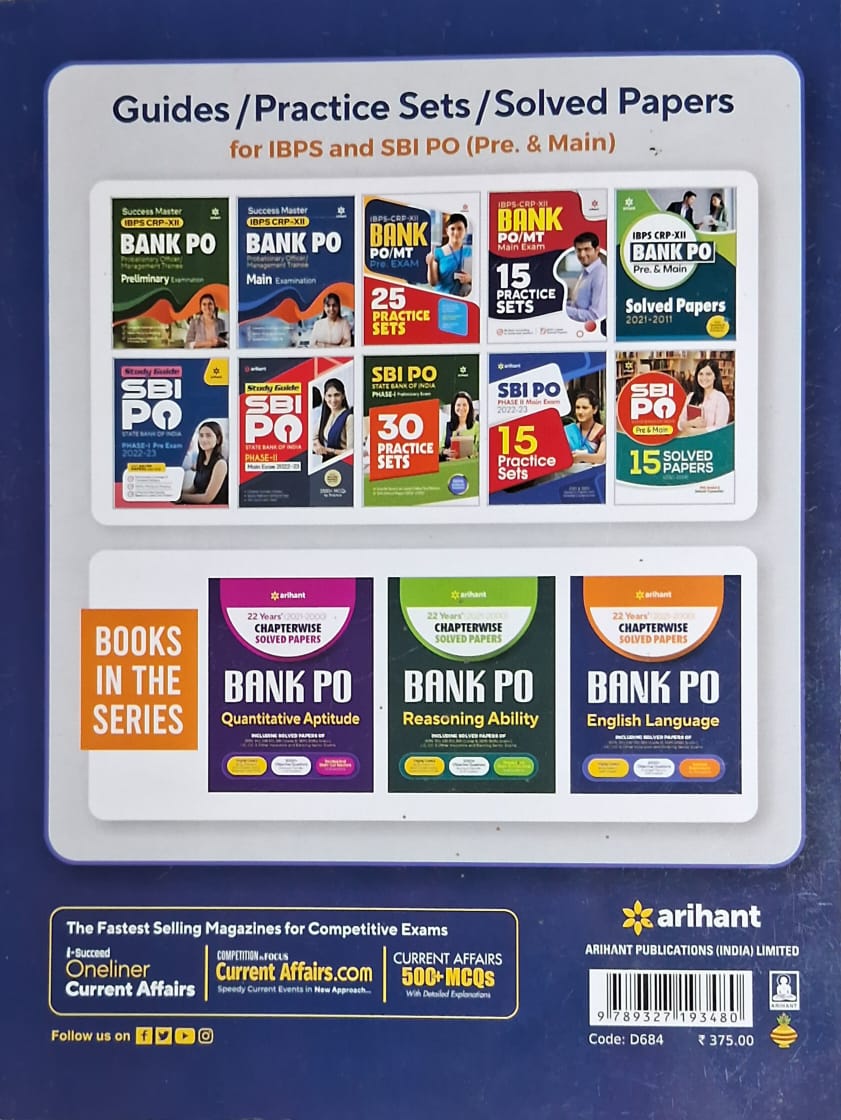Arihant Bank PO English Language Chapterwise Solved Papers (2022–2000)English Medium