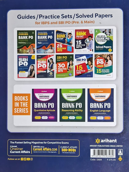 Arihant Bank PO English Language Chapterwise Solved Papers (2022–2000)English Medium
