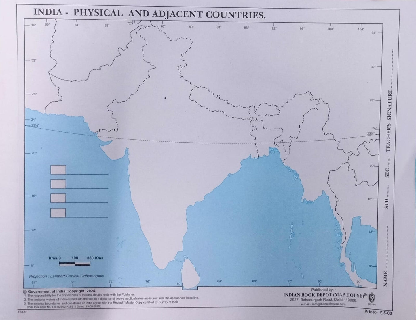 IND India – Physical and Adjacent Countries Set of 10 [BL]