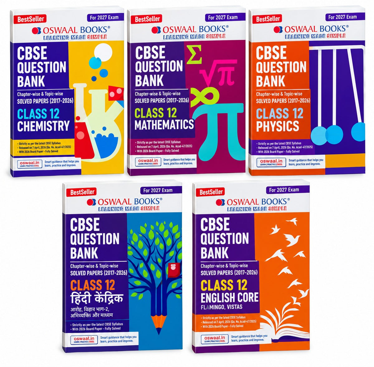 Oswaal CBSE Question Bank for Class 12 Combo Set (English , Physics, Chemistry & Maths.Hindi (PCM) | English Medium