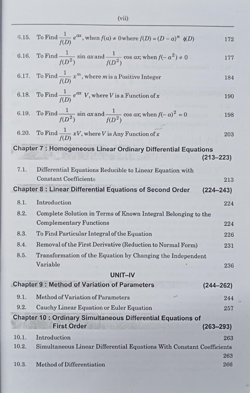 Shree Shiksha Ordinary Differential Equations  B.Sc. 1st Year (M.P.) Minor-II By Dr. H.K. Pathak (English Medium)