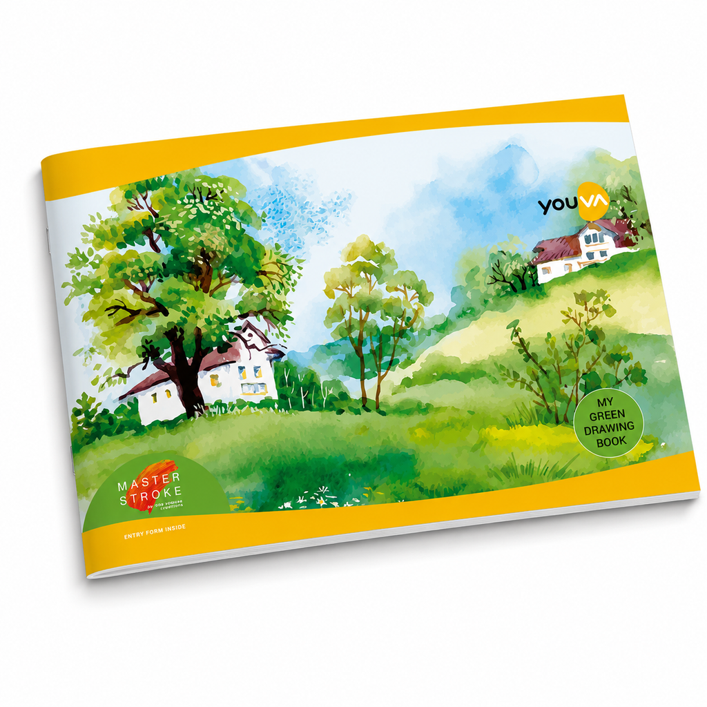 Youva Green Drawing Notebook – 21 × 29.7 cm, 56 Pages | Plain Drawing Paper