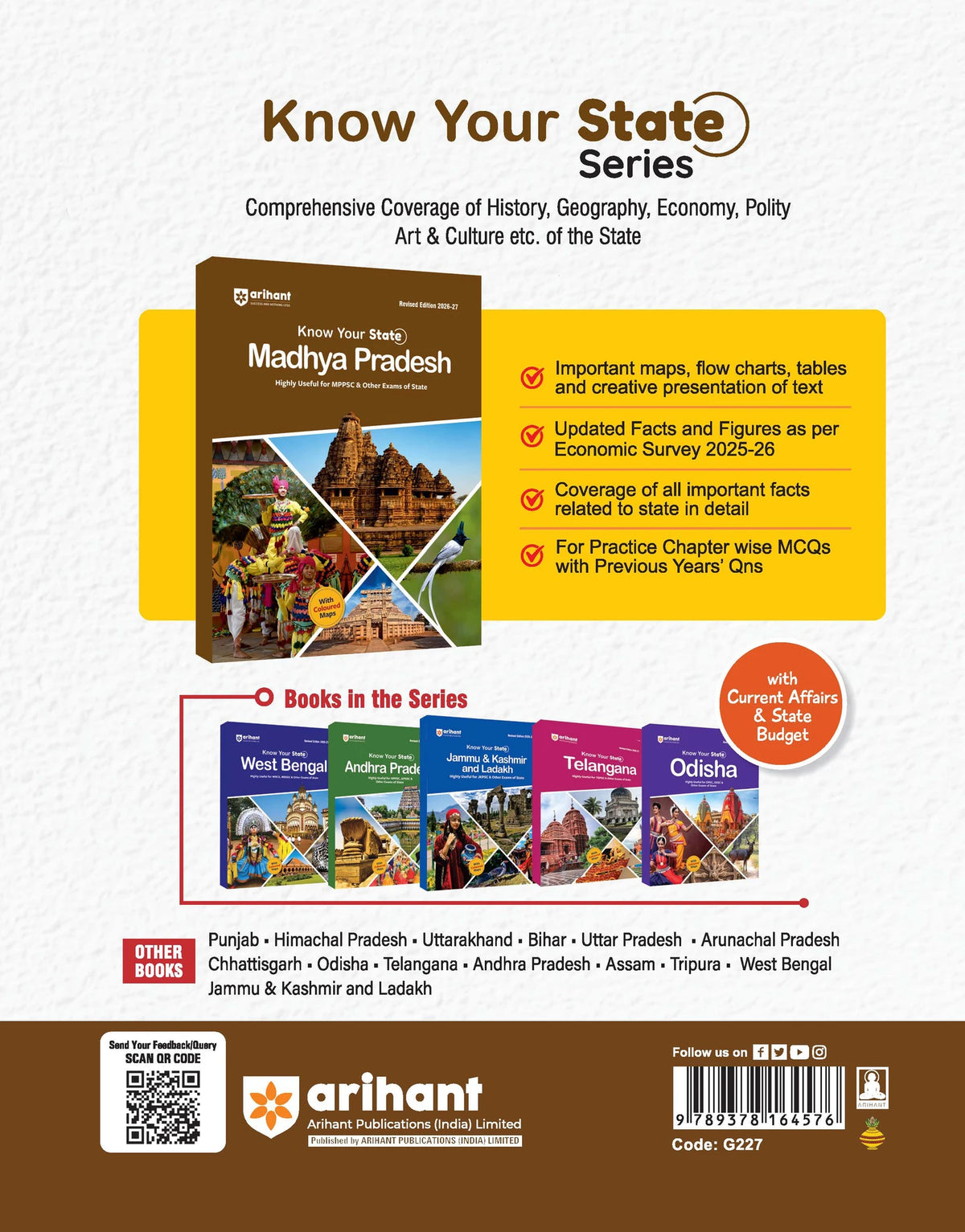 Arihant Know Your State Madhya Pradesh 2026-27 Edition (English Medium)