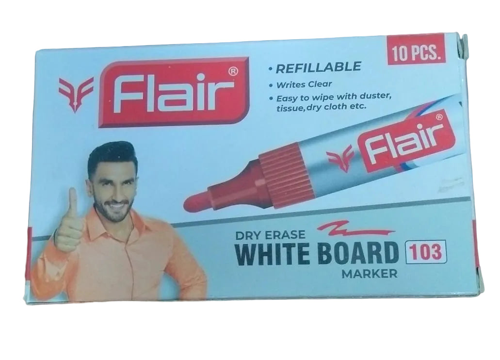 Flair White Board Marker Bold Writing 10 Pieces Red | Bright & Bold Marker
