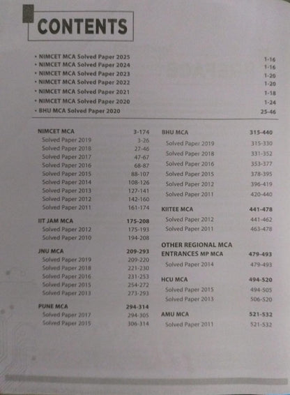 Arihant Publication – MCA Entrance Solved Papers Amit M.Agarwal [English]