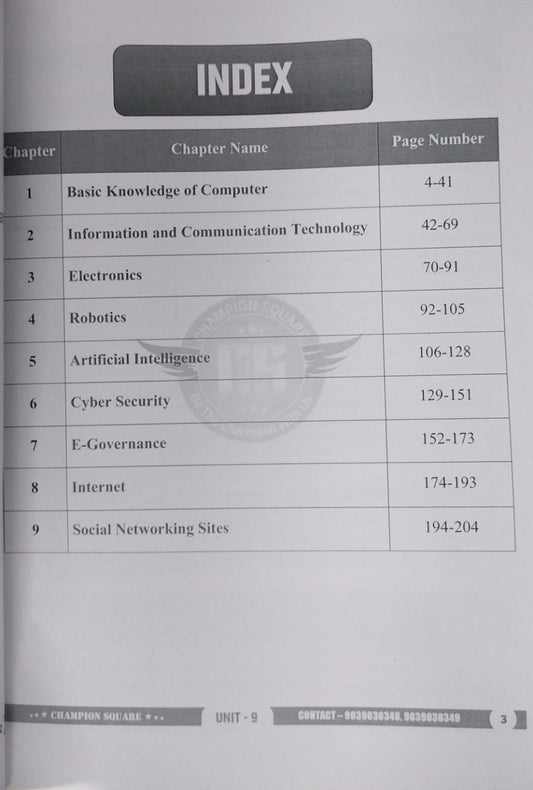 Champion Square – MPPSC Prelims Information & Communication Technology (Unit–9) English Medium
