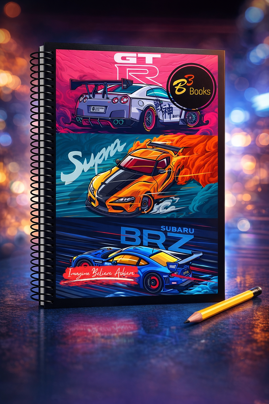 B3 Books Designer Spiral Notebook | White Ruled Pages | 200 Pages