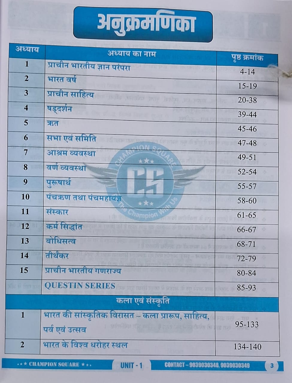 Champion Square MPPSC Pre Unit 1 Bharat Ka Itihas (Sankalpna Evam Vichar) By Kajal Nema, Shiv Patidar, Sourabh Patel (3rd Edition) Hindi Medium