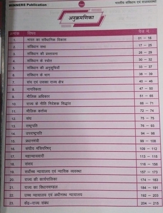 Winners Bhartiya Samvidhan evam Rajvyavastha  [H]