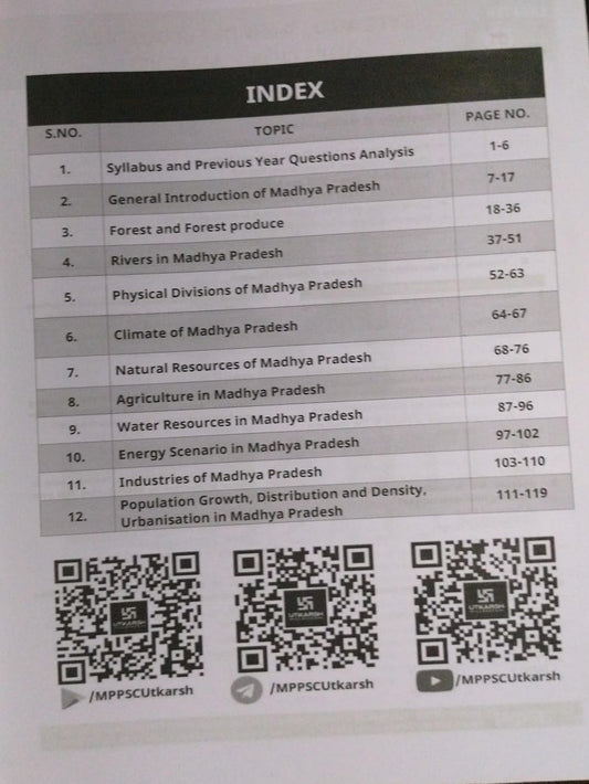 Utkarsh MPPSC Pre – Geography of Madhya Pradesh [English]