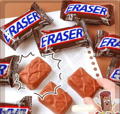 Chocolate Eraser | Realistic Chocolate Candy Shape Rubber Eraser for Kids, School & Office Stationery