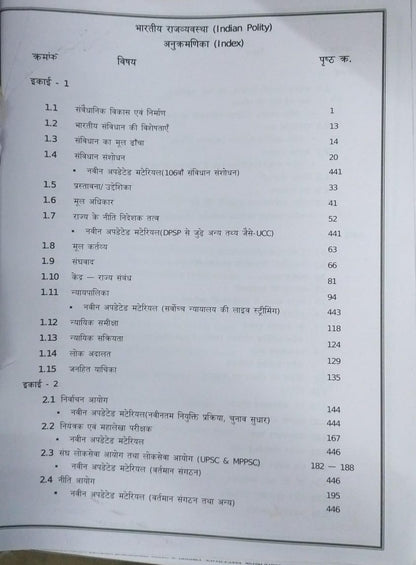 Civil Jobs MPPSC Mains Paper-2, Part-A, Unit 1 to 5 – Bhartiya Rajvyavastha Rajnitik Vicharak or MP Ka Prashasan [Hindi]