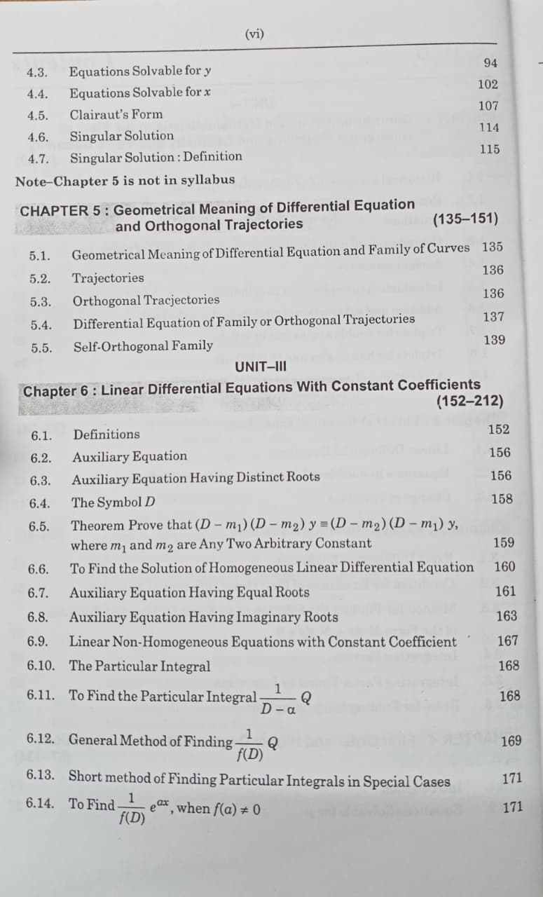 Shree Shiksha Ordinary Differential Equations  B.Sc. 1st Year (M.P.) Minor-II By Dr. H.K. Pathak (English Medium)