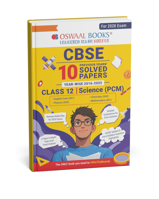 Oswaal CBSE (Class-12) 10 Years Solved Papers (2016–2025) Set of English, Physics, Chemistry & Mathematics 2026[English]