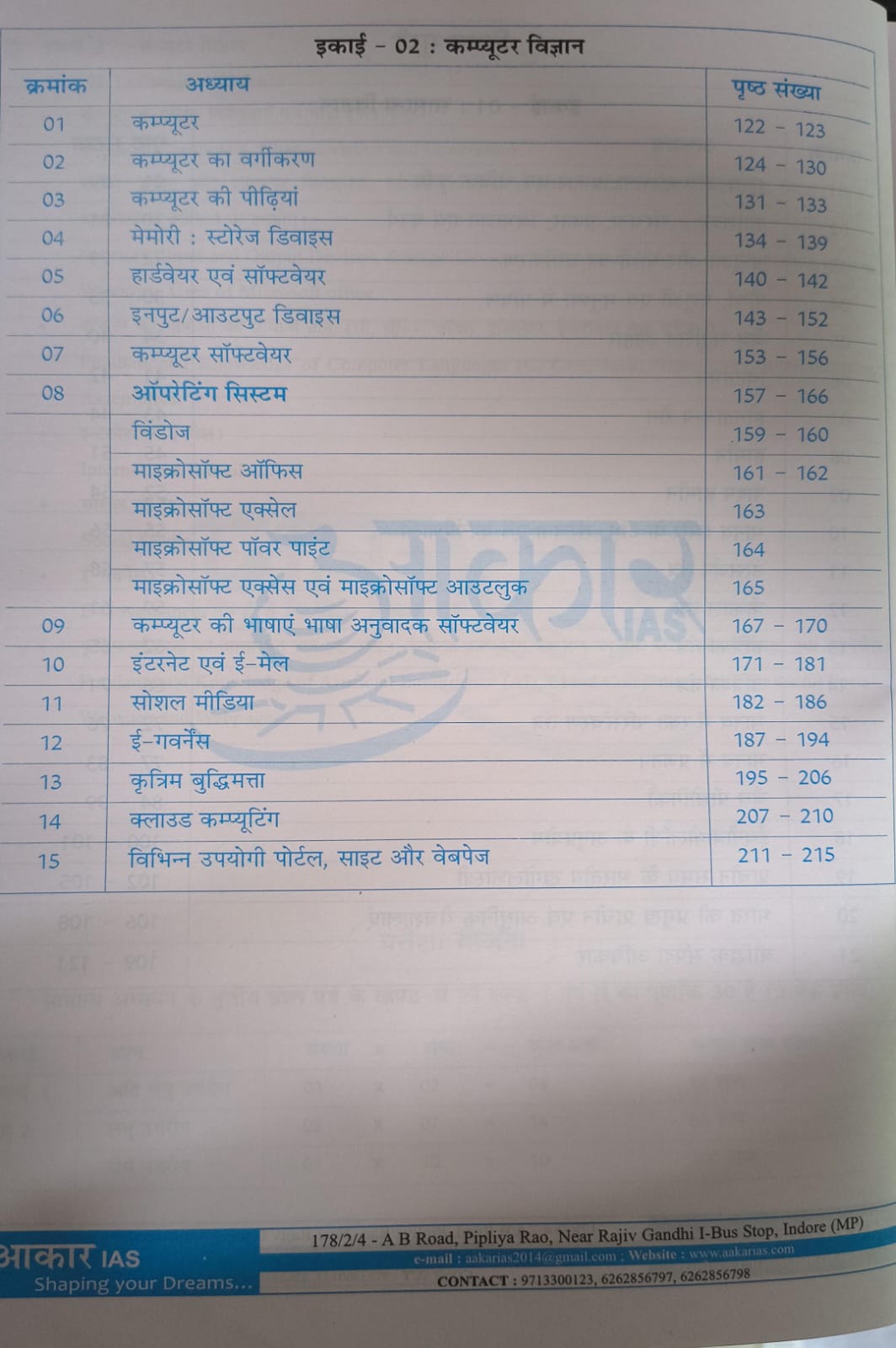 Aakar IAS - MPPSC Mains (Paper-3, Part-2, Unit-1,2) Vigyan, Takniki Evam Jan Swasthya (Hindi Medium)