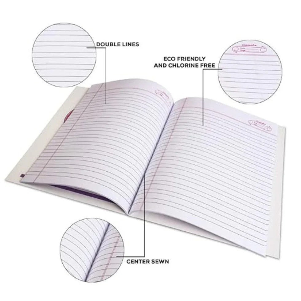 Classmate Double Line Notebook 172 Pages | 24 x 18 cm Ruled Copy (Cover Design May Vary)