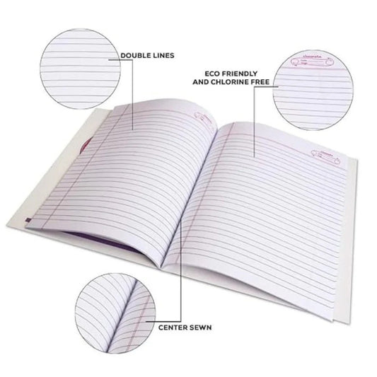 Classmate Double Line Notebook 172 Pages | 24 x 18 cm Ruled Copy (Cover Design May Vary)