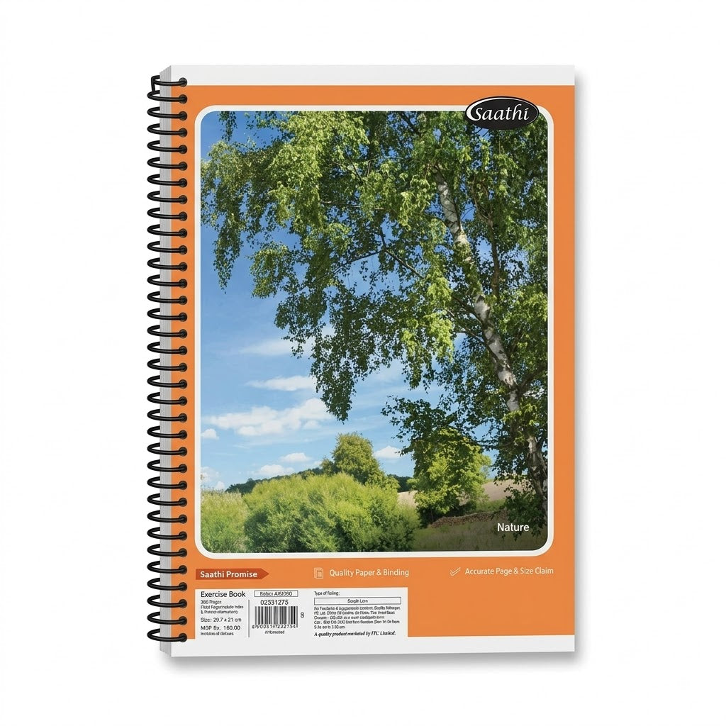 Saathi Spiral Exercise Notebook A4 Size (29.7 × 21 cm) – 368 Pages (Ruled)