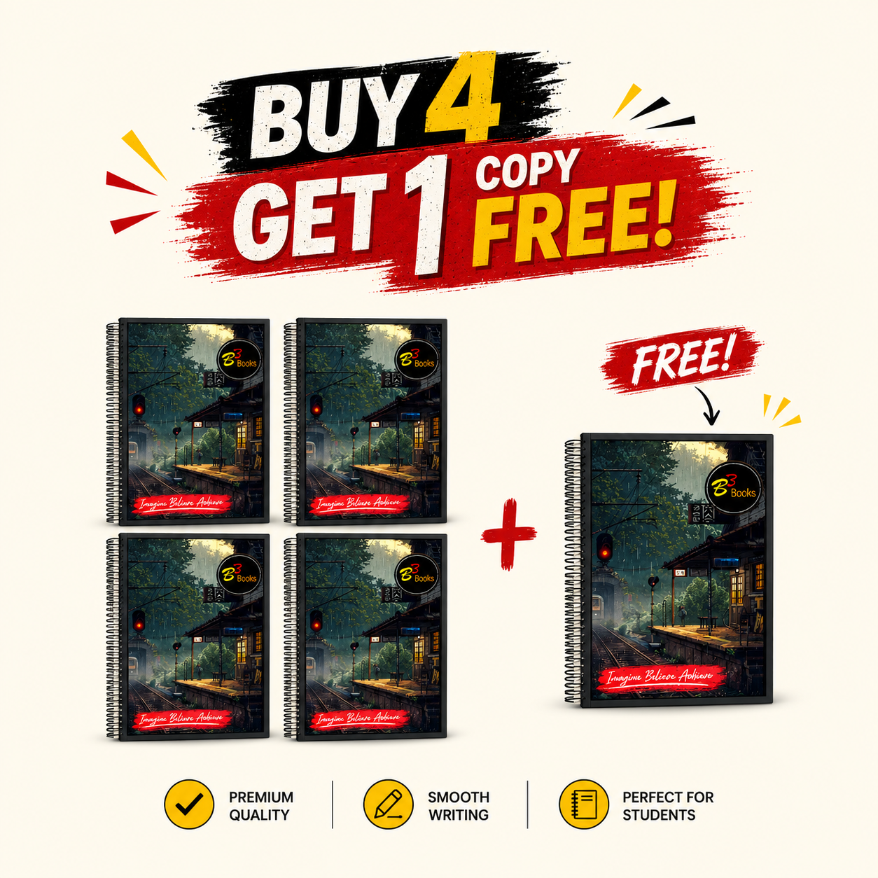 B3 Books Designer Spiral Notebook 300 Pages | Premium Quality | Smooth Writing | Buy 4 Get 1 FREE